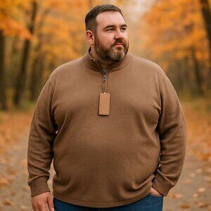 Pronto Uomo Blue Men's Reversible Brown Grey Mock Neck Sweater - Size 3X - NWT